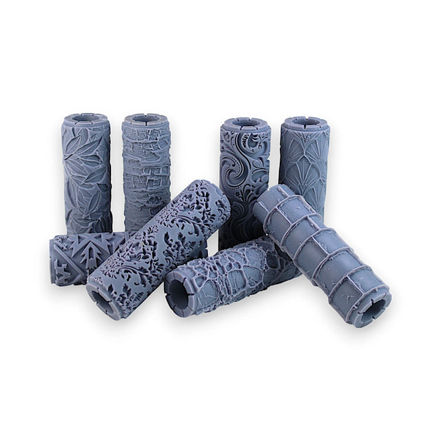 Seamless Clay Texture Roller Set - Natural & Timeless Patterns (4") – 8 Pack