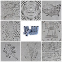 America Clay Texture Roller Set #01 - Stars & Stripes and Americana Icons (4