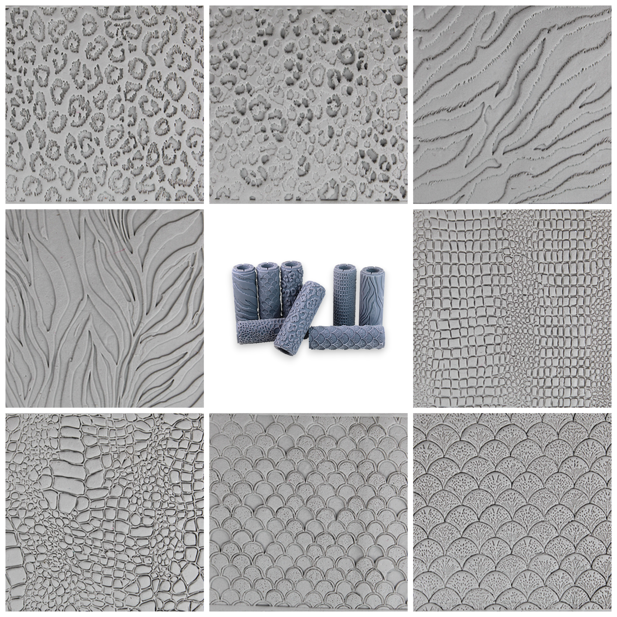 Animal Print Texture Roller Set #01 - Spots and Stripes & Scales and Skin (4