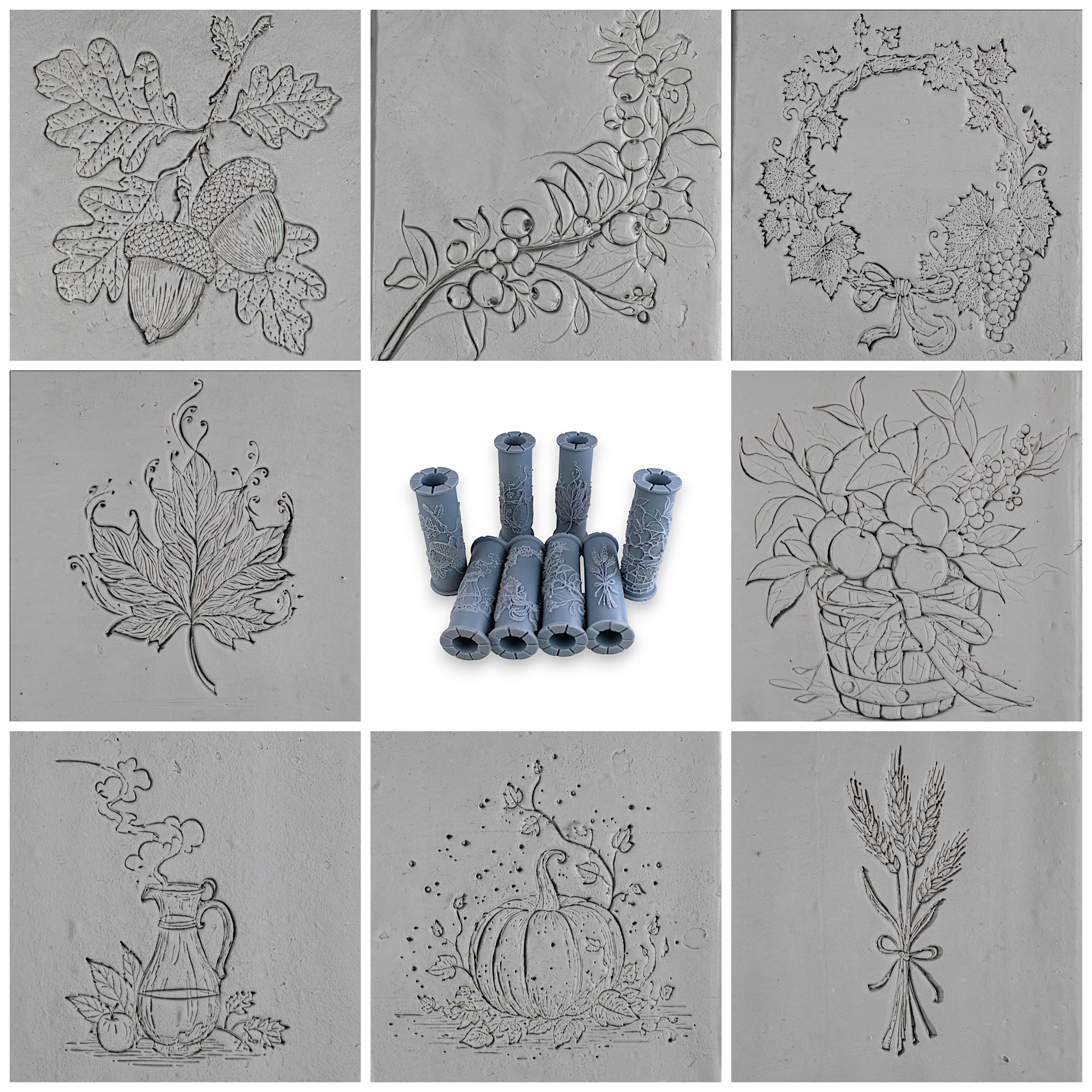 Autumn Clay Texture Roller Set #01 - Autumn Harvest and Fall Foliage (4