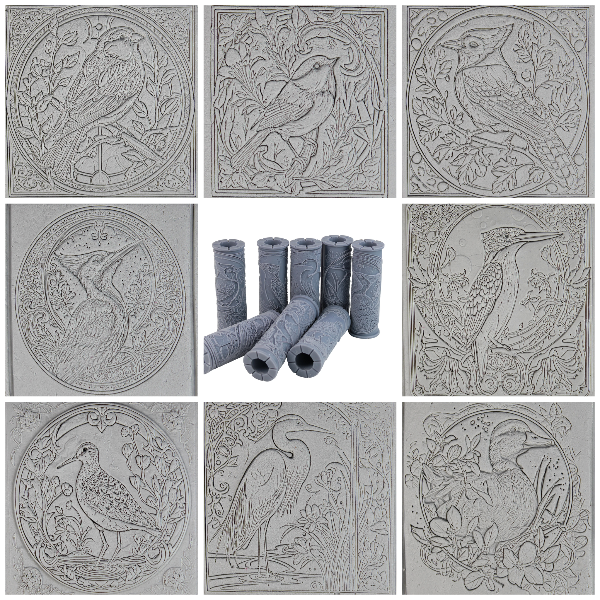 Bird Clay Texture Roller Set #02 - Songbird & Waterbird (4