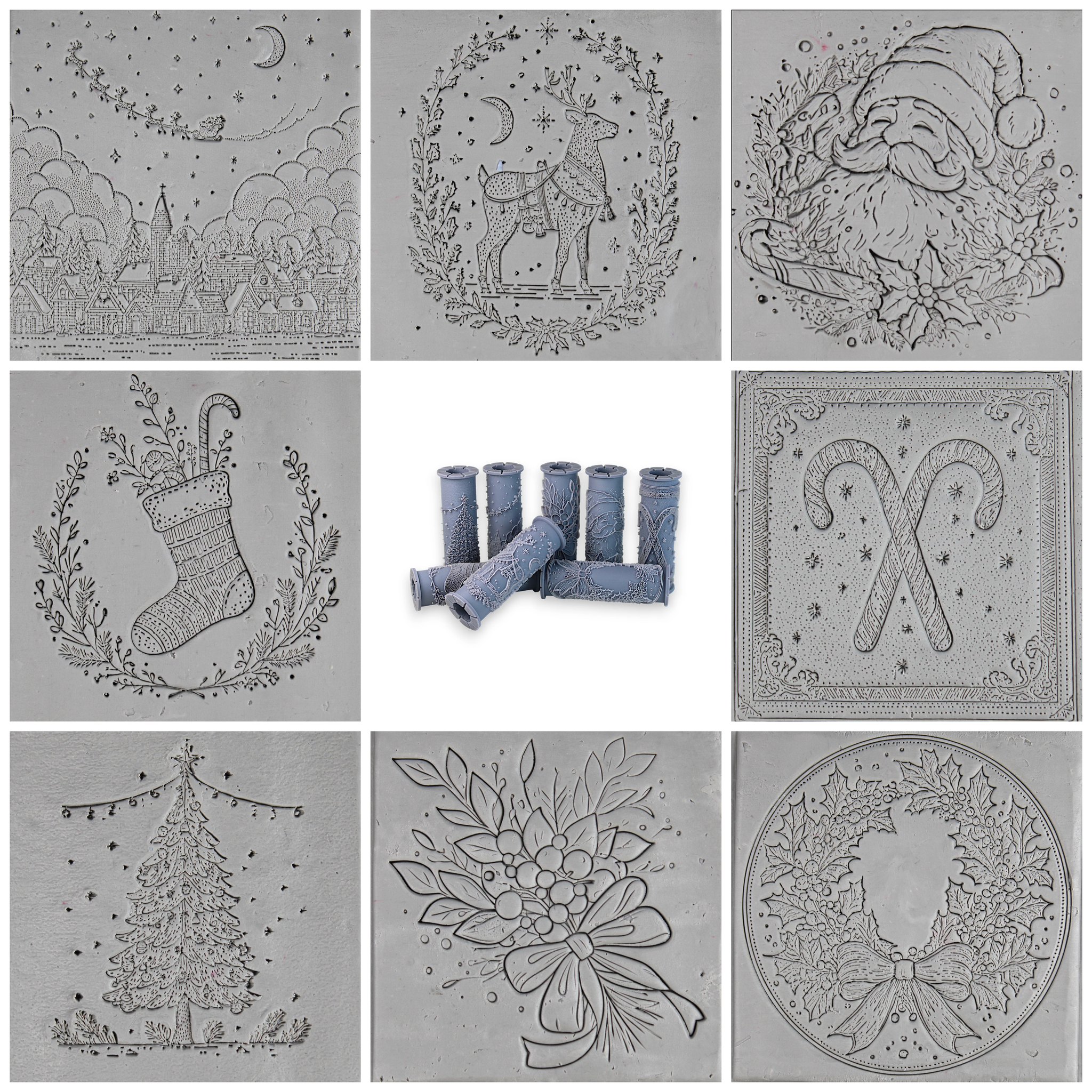 Christmas Clay Texture Roller Set #01 - Christmas Classics and Holiday Magic (4