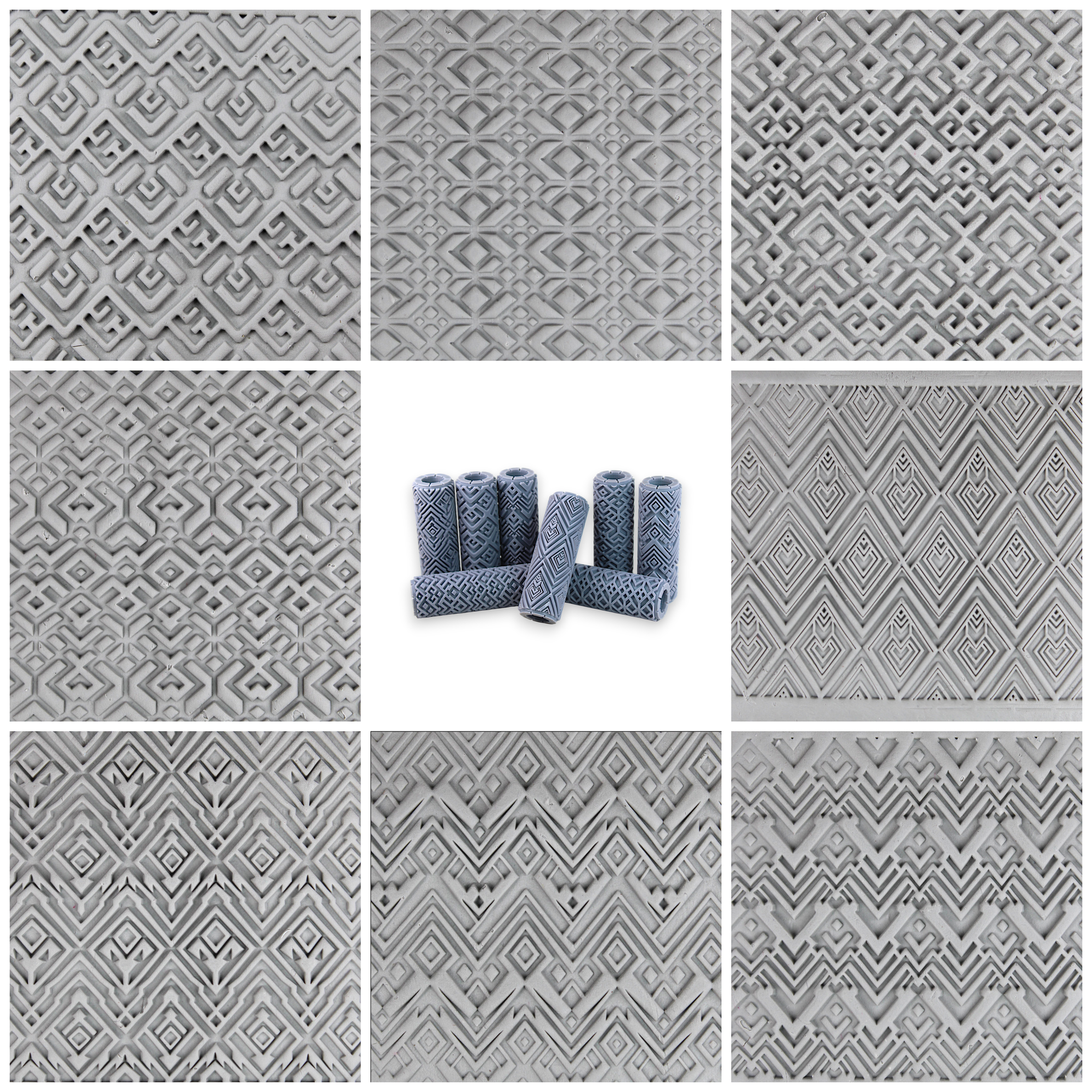 Geometric Texture Roller Set #01 - Terra Construct and Diamond Stack
