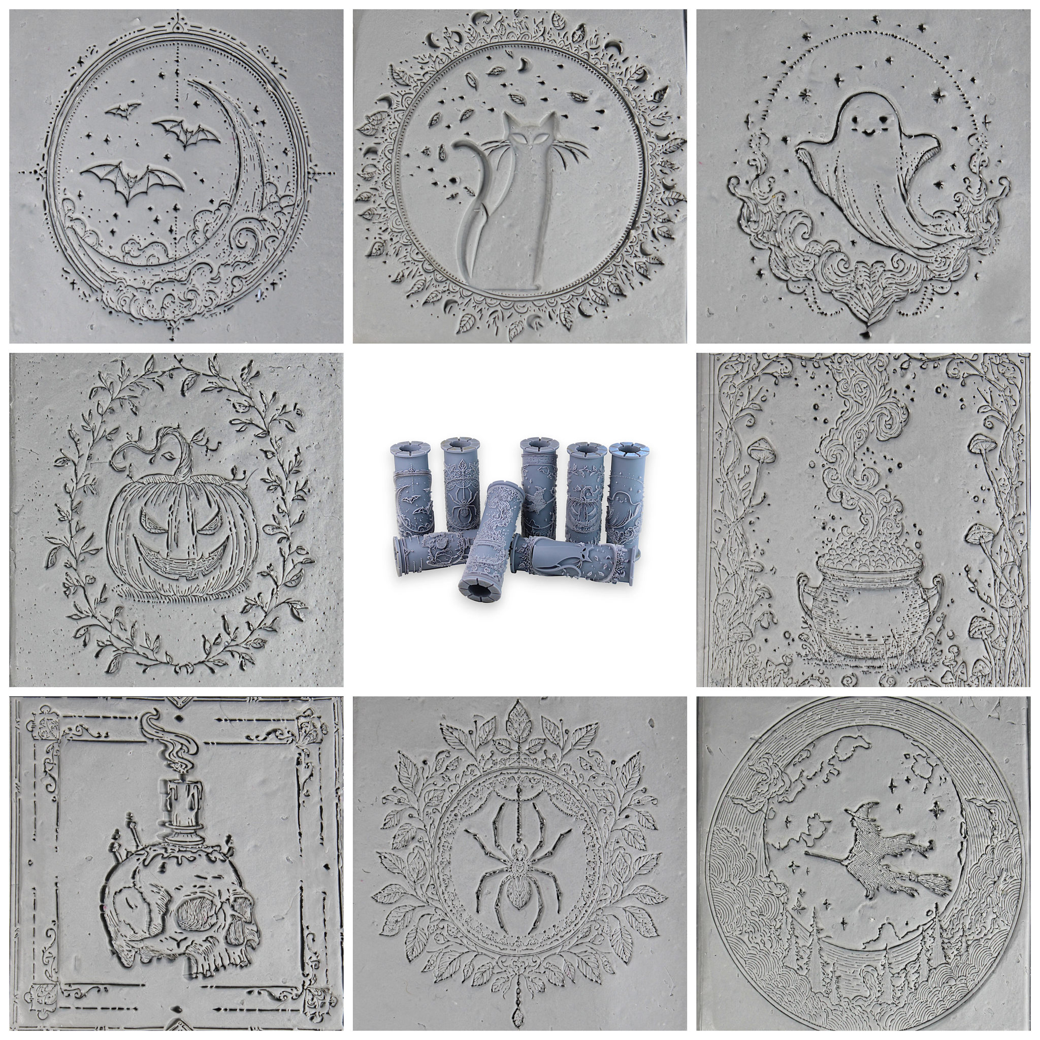 Halloween Clay Texture Roller Set #01 - Spooky Smiles and Wicked Wonders (4