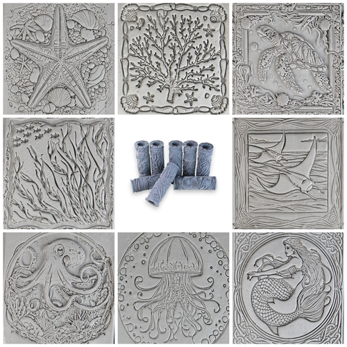 Ocean Clay Texture Roller Set #01 - Tidepool & Deepwater (4")