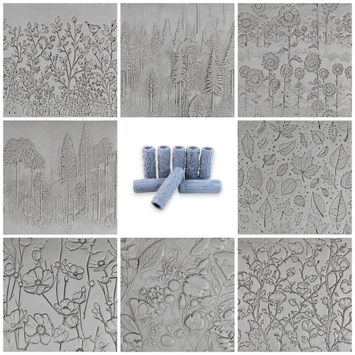 Seamless Meadow Clay Texture Roller Set #01 - Field and Forest & Floral Foliage (4")