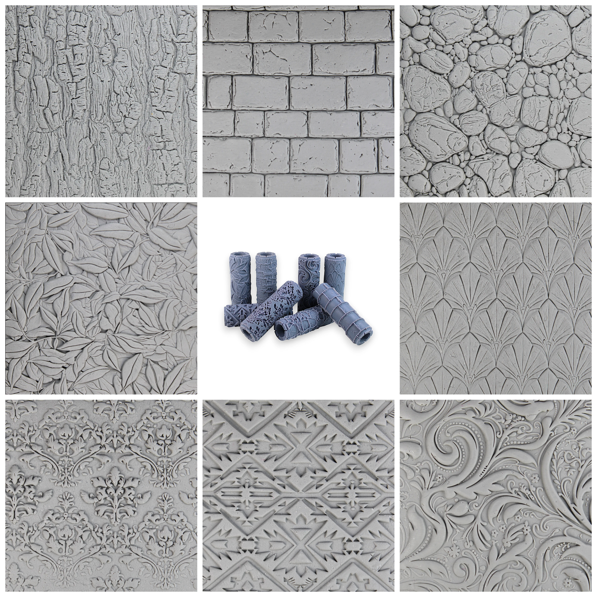 Seamless Clay Texture Roller Set #01 - Natural & Timeless Patterns (4