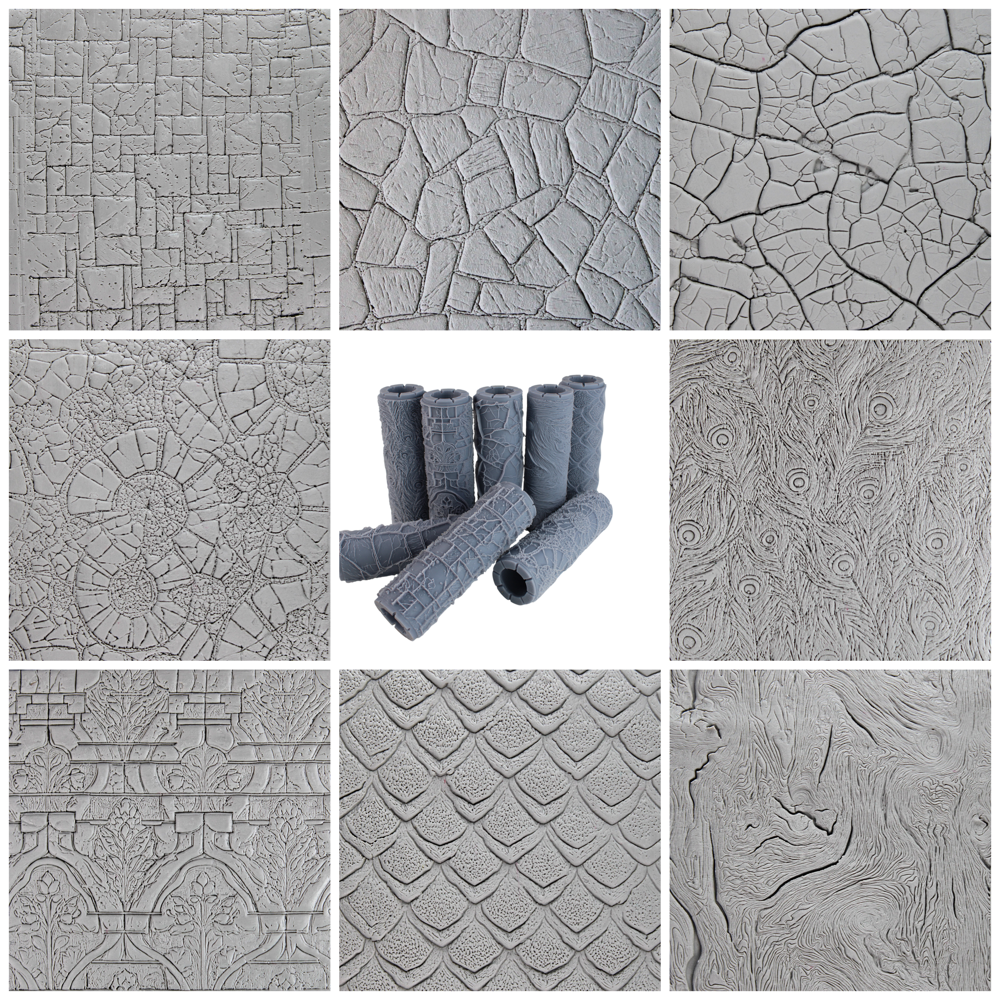 Seamless Clay Texture Roller Set #02 - Earth and Stone & Natural Elegance (4