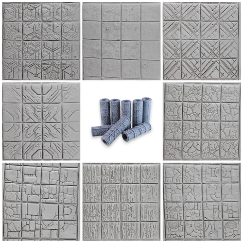 Tabletop Clay Texture Roller Set #01 - Sci-Fi & Fantasy (4")