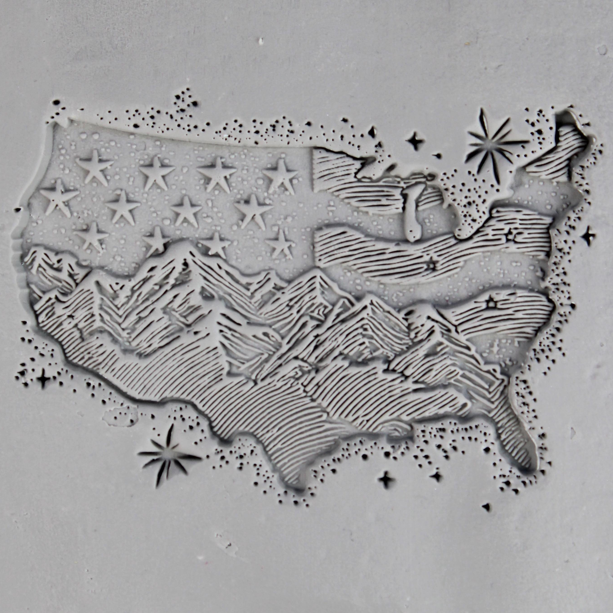 America Clay Texture Roller Set #01 - Stars & Stripes and Americana Icons (4