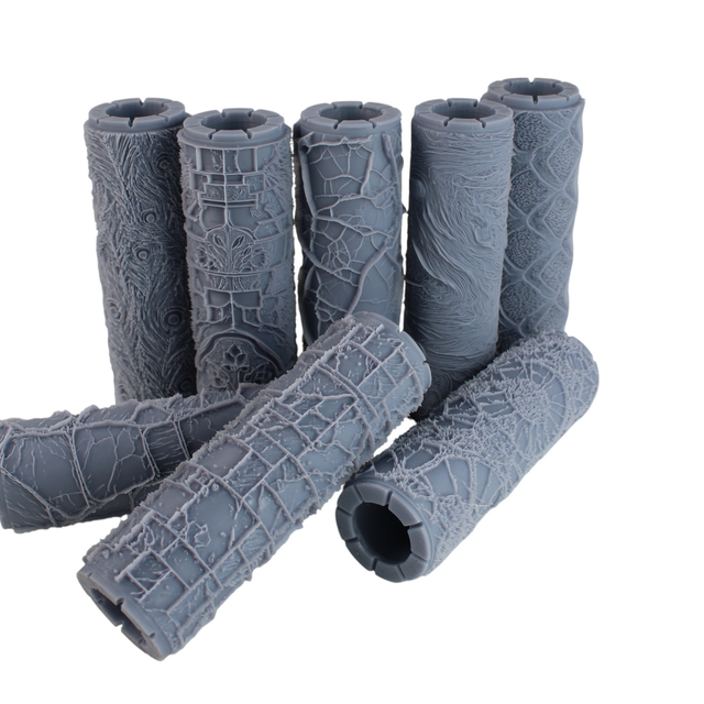 Seamless Clay Texture Roller Set - Earth and Stone & Natural Elegance (4") – 8 Pack