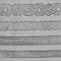 Seamless Border Clay Texture Roller Set #01 - Celtic Knotwork & Garden Reverie (4")