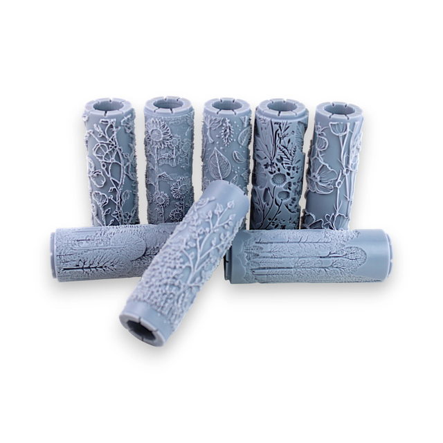 Seamless Meadow Clay Texture Roller Set #01 - Field and Forest & Floral Foliage (4") – 8 Pack