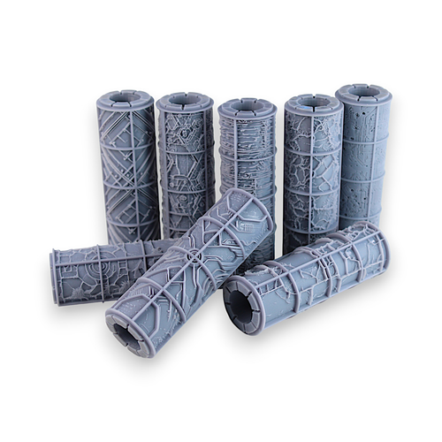 Tabletop Clay Texture Roller Set - Sci-Fi & Fantasy (4") – 8 Pack