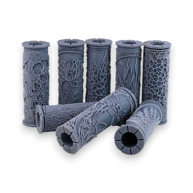 Flower Clay Texture Roller Set - Cottage Blooms & Water's Edge Flowers (4") – 8 Pack