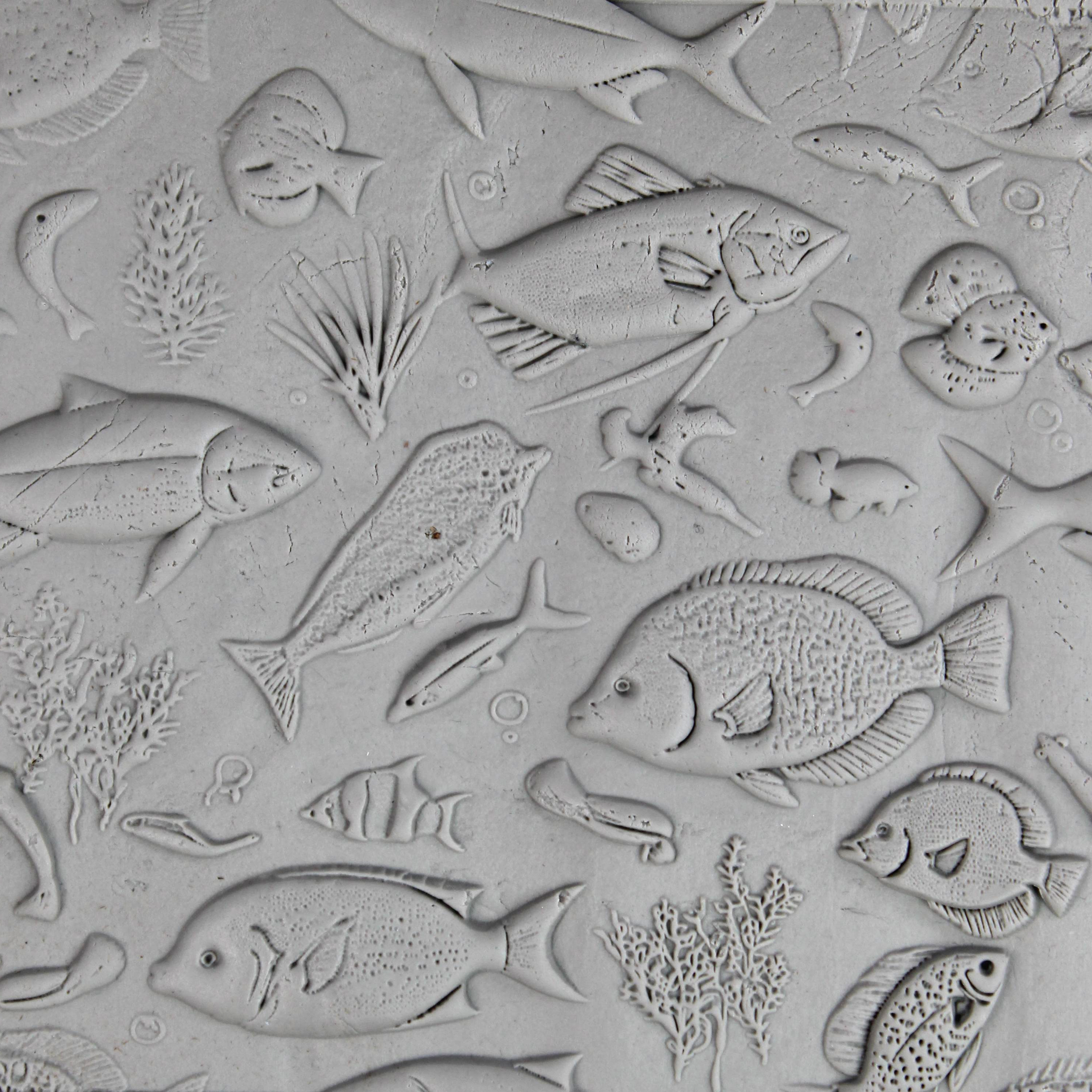 Seamless Ocean Clay Texture Roller Set #01 - Coastal Creatures & Shells and Seafloor (4