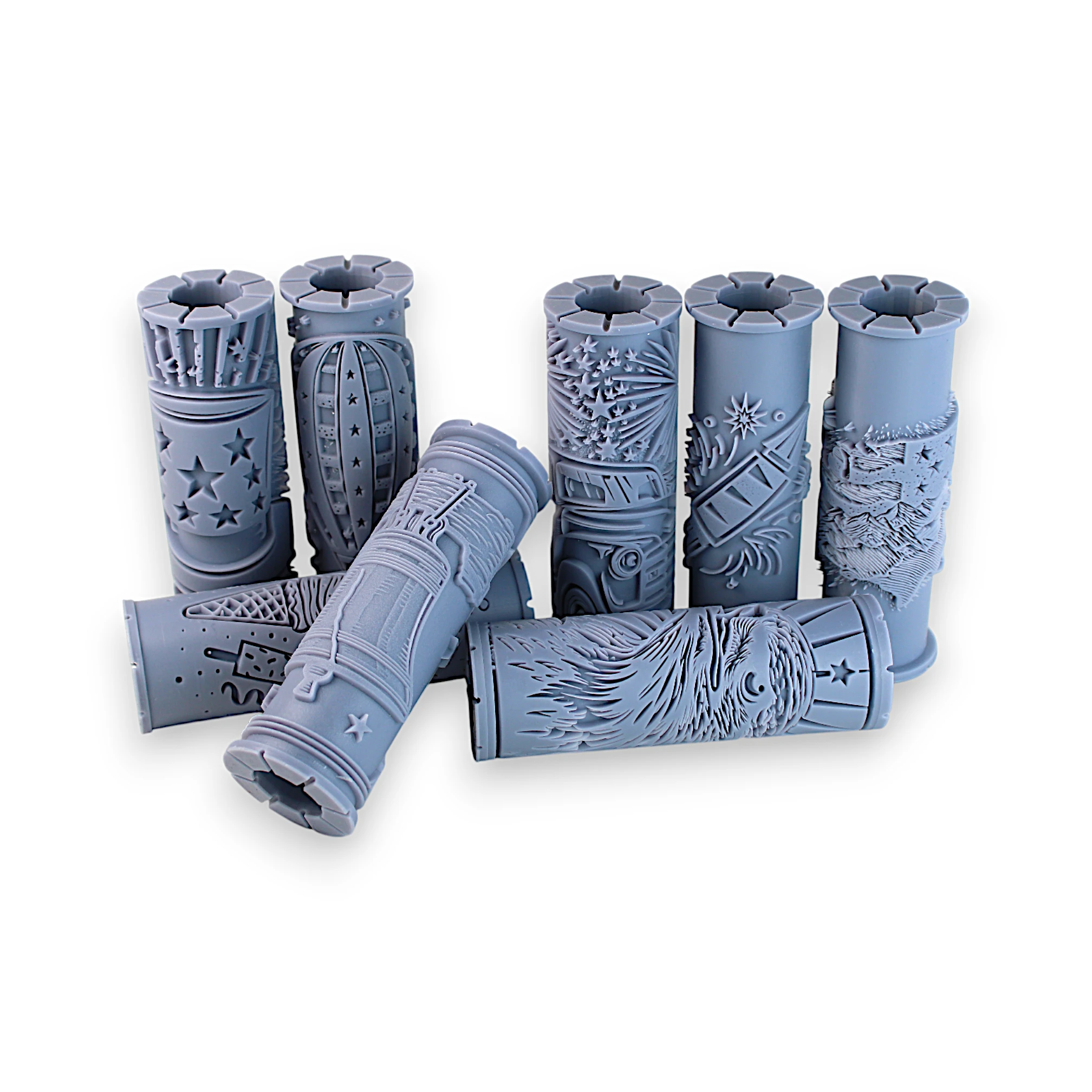 America Clay Texture Roller Set #01 - Stars & Stripes and Americana Icons (4