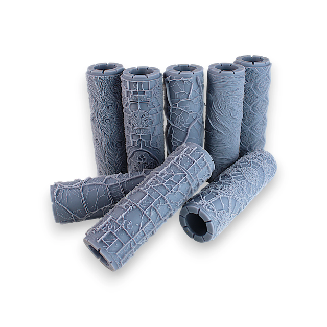Seamless Clay Texture Roller Set #02 - Earth and Stone & Natural Elegance (4") – 8 Pack